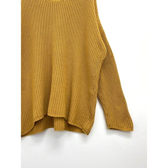 Jenni Kayne Organic Cotton Cabin V-Neck Relaxed Sweater Mustard REPAIRED - XL - Picture 11 of 16